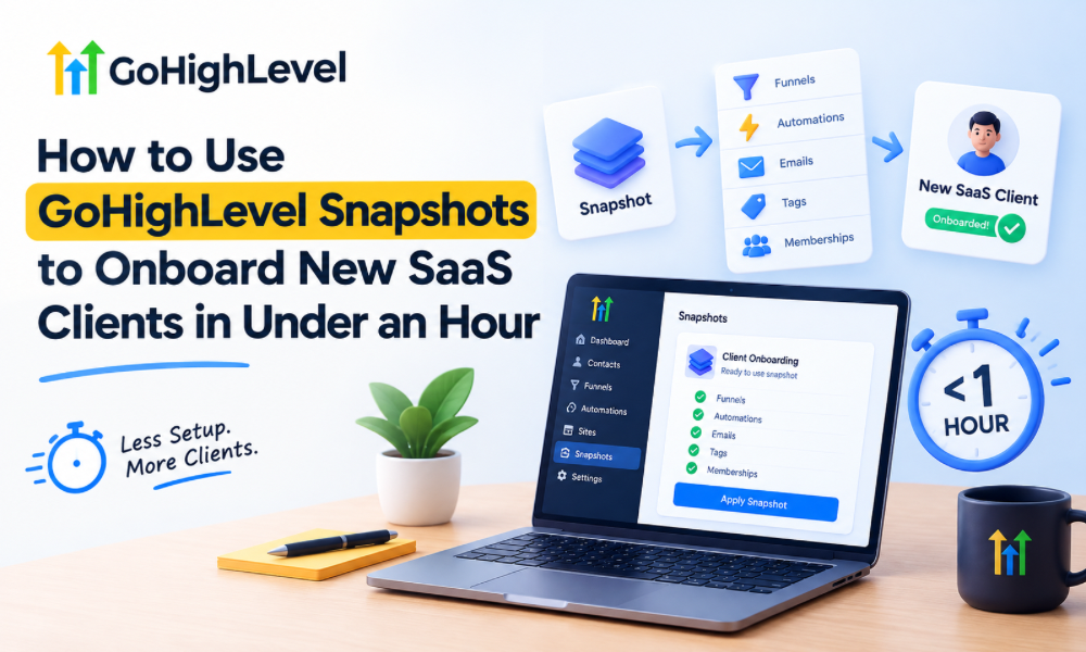 How to Use GoHighLevel Snapshots to Onboard New SaaS Clients in Under an Hour