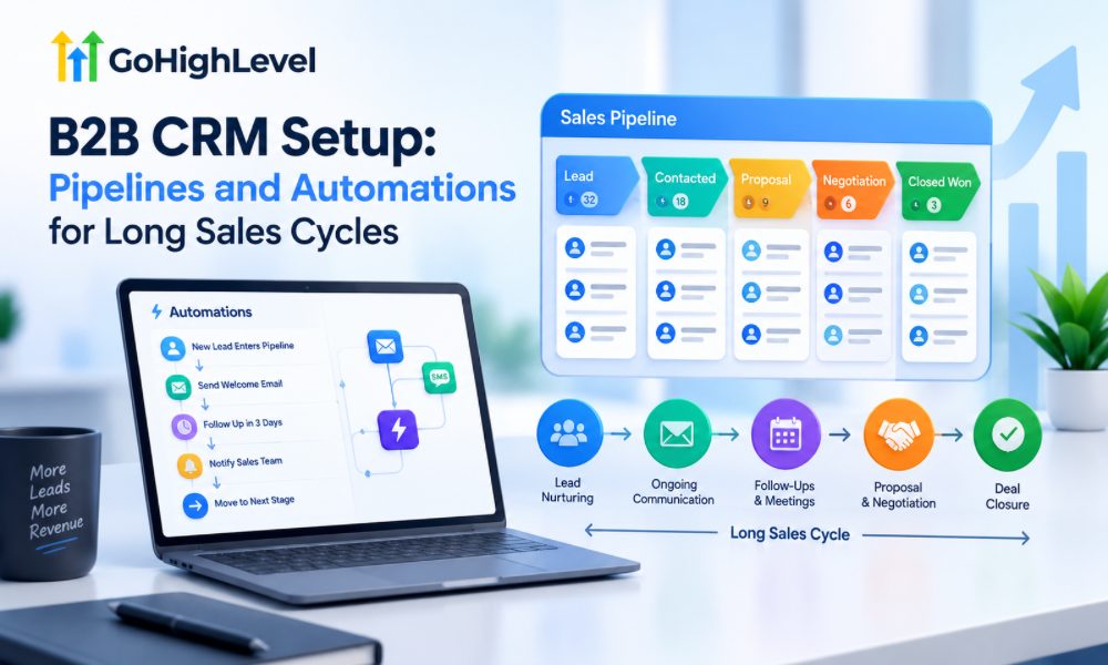 GoHighLevel B2B CRM Setup: Pipelines and Automations for Long Sales Cycles